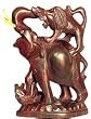 ShalinCraft Elephant & Lion Fight Sculpture In Wood Carving From India - Unique Religious Gifts 8" x 5.5" (wsculp058)