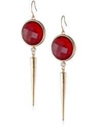 Yellow Bronze Red Agate Cubic-Zirconia Earrings