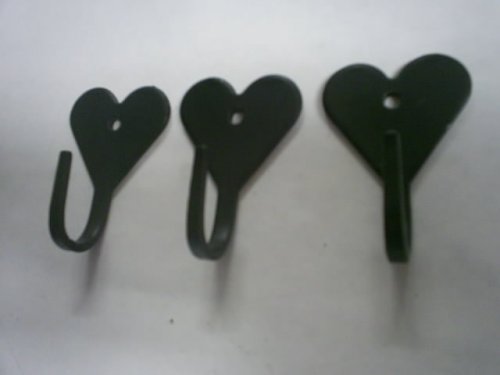Wrought Iron Hook-Heart Shaped-Lot of 3-Hand Made Image Wrought Iron Hook-Heart Shaped-Lot of 3-Hand Made