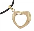 Dangling Heart Pendant Necklace 17 Inch in Solid Yellow Gold