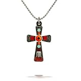 Ayala Bar Cross Necklace - The Classic Collection - in Fire Red, Mint and Silver Tones #5189R ANK ONK