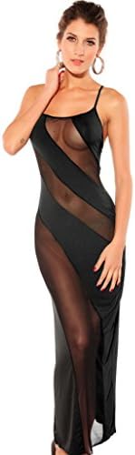 SWTCLOTH Women's Ladies Sexy See Through Unique Design Silm Sling Long Nightclub Dresses