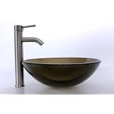 Buy 1 2 Thickness Round Clear Brown Glass Vessel Sink Combo with Brushed Nickel Faucet... by Best Sink