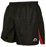 Mens More Mile 5 inch baggy running shorts in Black with a red panel