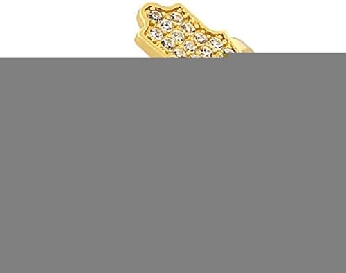 Uer Fashion Silver Tone Yellow Golden-Tone White Hamsa Hand Good Luck Ring Band