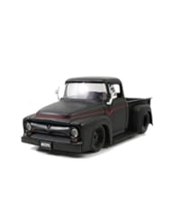 1956 Ford F-100 Pickup Truck Matt Black 1/24 by Jada 90485