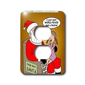 Rich Diesslins Funny Christmas Cartoons - Santa and Future Beauty Pagent Contestant - Light Switch Covers - 2 plug outlet cover