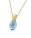 Gold Plated Sterling Silver 8x5mm Pear-Shaped Briolette Blue Topaz Pendant