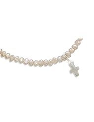 13 Inch+2 Inch Extension Cultured Freshwater Pearl Necklace with Pearl Cross