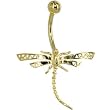 Solid 14kt Yellow Gold Cubic Zirconia Dragonfly Belly Ring