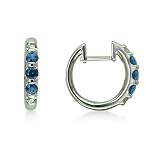 14k White Gold Blue Sapphire and Diamond Hinged Earrings