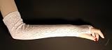 Long White Stretch Lace Fingerless Gloves