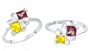 Princess Cut Garnet Citrine Ring Sterling Silver