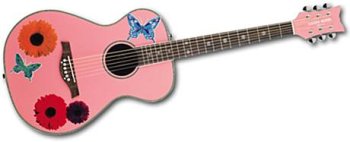 Daisy Rock Pixie Acoustic Guitar, Peppermint Pink