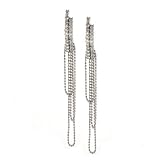 14K White Gold Diamond Dangle Earrings
