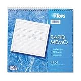 Adams(R) 2-Part Rapid Memo Spiral Book, 8 1/2 x 7 1/4, Book Of 50 Sets