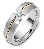 6mm Titanium & 14 Karat Yellow Gold Diamond Rope Style Wedding Band