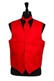 Horizontal Rib Pattern Vest Tie Set Red
