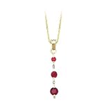 14K Yellow Gold 0.02 ct. Diamond and 1.08 ct. Ruby Pendant with Chain