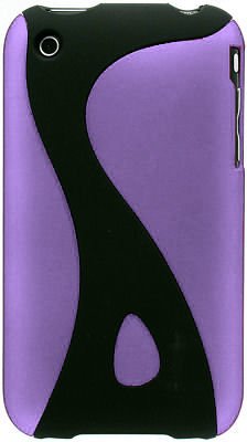 Purple With Black Removeable Back Clip Rubberized Snap On Hard Skin Faceplate Phone Shield Cover Case for Apple Iphone 3g 3gs 8g 16g 32g + Premium Mirror Lcd Screen Guard