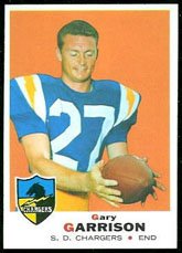 1969 Topps Regular (Football) Card# 233 Gary Garrison of the San Diego Chargers Good Condition
