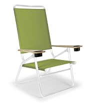 Big Sale Telescope Casual Light and Easy High Boy Folding Beach Arm Chair with Cup Holders, Lime with Gloss White Frame