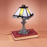 Dale Tiffany 8706 Tranquility Mission Mini Table Lamp, Antique Brass and Art Glass Shade