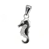 Silver Cubic Zirconia Seahorse Pendants, Size: 33mm