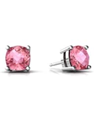 Created Pink Sapphire 14kt White Gold Earrings