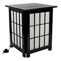 Asian Furniture & Décor - 19" Hokkaido Japanese End Table Nightstand Shoji Lamp / Lantern - BLACK