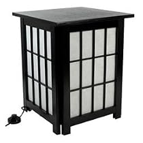 Asian Furniture & D&eacute;cor - 19" Hokkaido Japanese End Table Nightstand Shoji Lamp / Lantern - BLACK