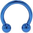 Grade 23 Titanium Light Blue 7/16 Inches Horseshoe - 5mm Balls