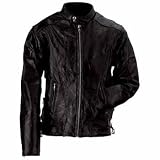 Rock Design Genuine Buffalo Leather Motorcycle Jacket with Skull and Crossbones Embroidered Patch (Pick a Size=XX Large)