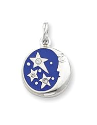 Sterling Silver Blue Enameled with CZ Charm QC4806"