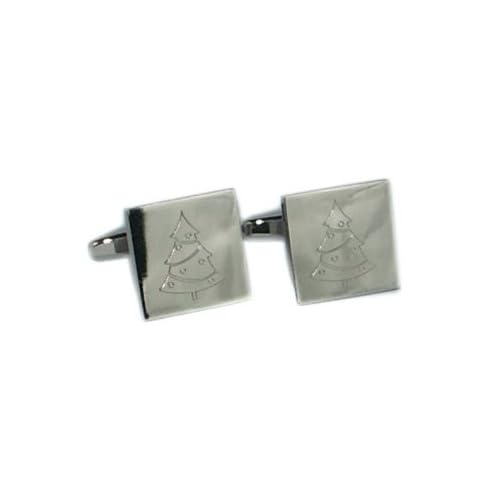 Engraved Christmas Tree Novelty Cufflinks