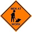 MEN WORKING CAUTION road construction sign