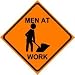 MEN WORKING CAUTION road construction sign
