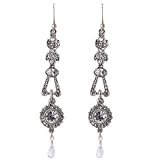 Lee Angel Silver Cubic Zirconia and Crystal Linear Earring with Rainbow Moonstone