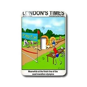 Londons Times Funny Bugs and Slugs Cartoons - Snail Marathon - Light Switch Covers - single toggle switch