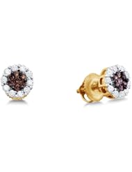 1.53 cttw. Diamond Flower Earrings 14K Yellow Gold