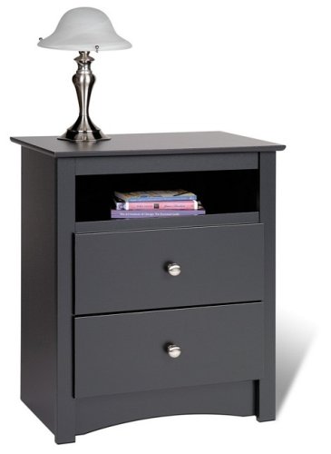 Cover image : Night Table w/2 Shelves - Composite Wood - Sonoma (Black) (23.25
