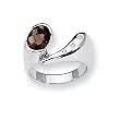 Smokey Quartz and Diamond Sterling Silver Ring (Sizes 6-8)