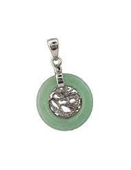 Light Green Jade Enclosed Dragon Pendant, 925 Sterling Silver
