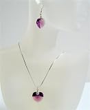 Crystals Heart Pendant Genuine Swarovski Amethyst Crystals Heart Jewelry Set (BRAND NEW) Image