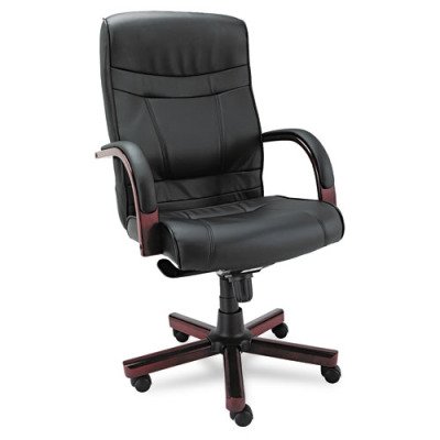 High-Back Leather Chair - Mahogany