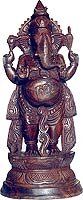 Statue Sculpture Hindu God Ganesha Wood Carving 15 x 5.5 inches (wsculp073)