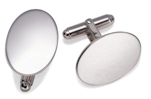 Sterling Silver Oval Polished Cuff Links