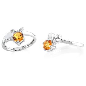 Buy Round Cut Citrine Ring Sterling Silver by Peora
