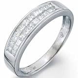 14Kt White Gold Double Row Diamond Wedding Band