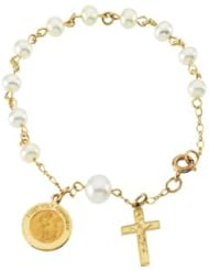 14K Yellow Gold Freshwater Pearl Rosary Bracelet